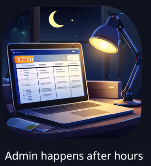 Admin work late at night